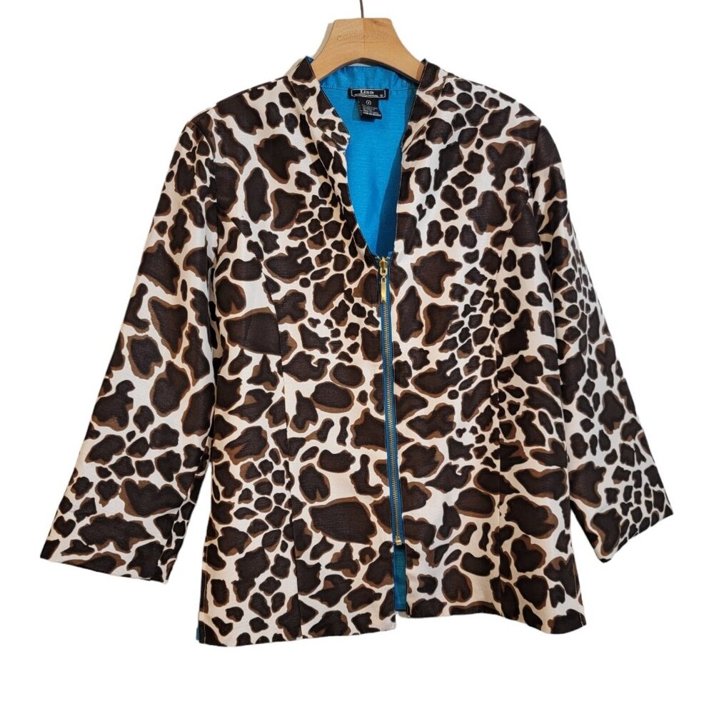 Lisa International‎ Giraffe Animal Print Blazer Jacket Unique Womens Small